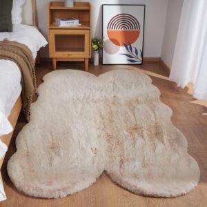 Ghouse Tepiche Teppich für Wohnzimmer und Schlafzimmer, waschbar, 120 x 180 cm, Beige