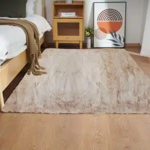 Rechteckiger Teppich von Ghouse, 120 x 180 cm, Beige, flauschig, weich, fürs Wohnzimmer