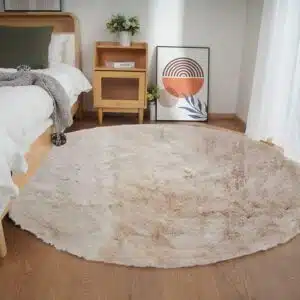 Ghouse Kurzflor-Rundteppich, rutschfest, Wohnzimmerteppich, 240 x 240 cm, Beige