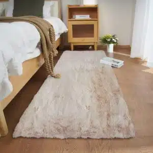 Ghouse Kurzflor-Teppich für Wohnzimmer und Schlafzimmer, 60 x 180 cm, Beige