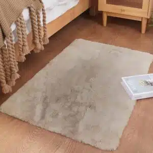Ghouse Kurzflor-Teppich für Wohnzimmer und Schlafzimmer, 60 x 90 cm, Beige
