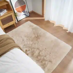 Ghouse Kurzflor-Teppich für Wohnzimmer und Schlafzimmer, 90 x 150 cm, Beige