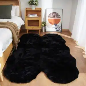 Ghouse Tepiche Teppich für Wohnzimmer, Schlafzimmer, Küche, 120 x 180 cm, Schwarz