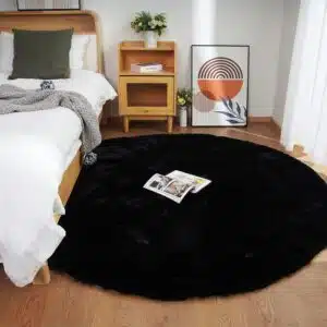 Ghouse Runder Teppich, 150 x 150 cm, Schwarz, Flauschig, Weich, Wohnzimmer