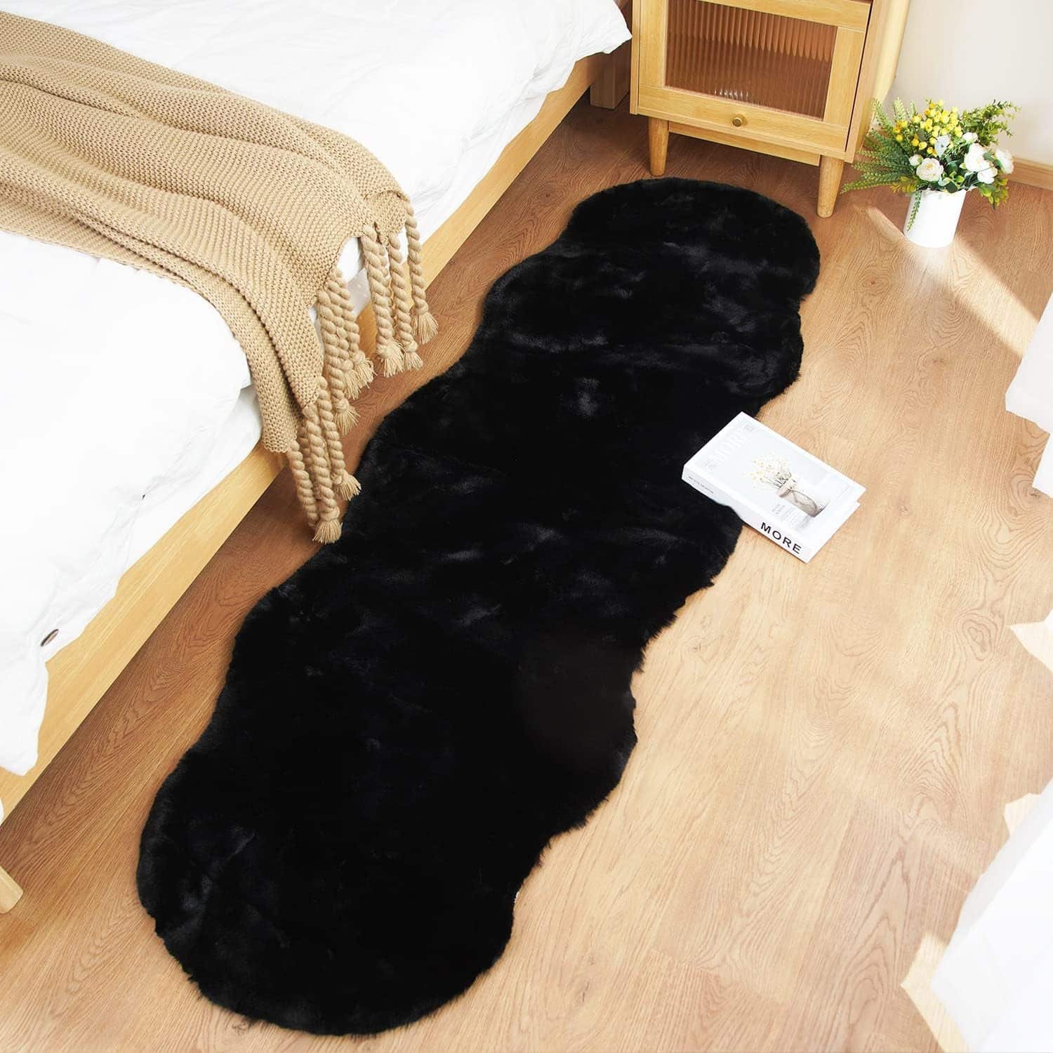 Ghouse Home Teppich für Wohnzimmer und Kinderzimmer, 60 x 180 cm, Schwarz