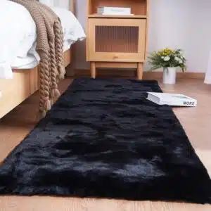 Ghouse Kurzflor-Teppich für Wohnzimmer und Schlafzimmer, 90 x 150 cm, Schwarz