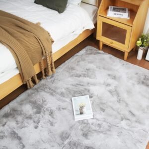 Ghouse Kurzflor-Teppich für Wohnzimmer und Schlafzimmer, 150 x 215 cm, Grau