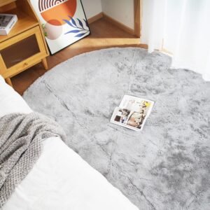 Ghouse Kurzflor-Rundteppich, rutschfest, Wohnzimmerteppich, 240 x 240 cm, Grau