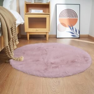 Ghouse Runder Teppich 120 x 120 cm Rosa Flauschig Weich Wohnzimmer