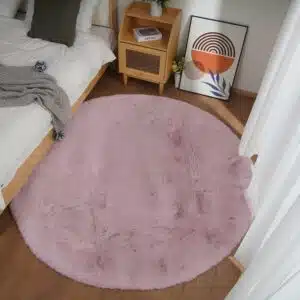 Ghouse Runder Teppich 180 x 180 cm Rosa Flauschig Weich Wohnzimmer