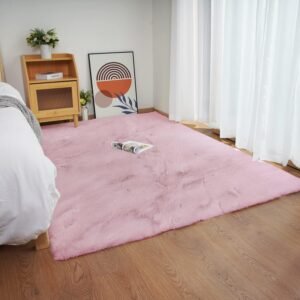 Ghouse Home Waschbarer Teppich, rutschfest, Wohnzimmer, 180 x 270 cm, Rosa