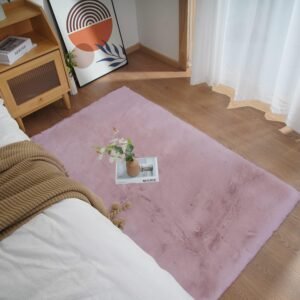 Ghouse Short Pile Living Room Rug, Bedroom Mat, 90 x 150 cm, Pink