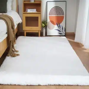 Rechteckiger Teppich von Ghouse, 120 x 180 cm, Weiß, Flauschig, Weich, Wohnzimmer
