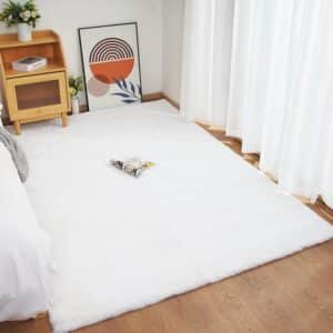Ghouse Kurzflorteppich Wohnzimmer Schlafzimmermatte 150 x 240 cm Weiß