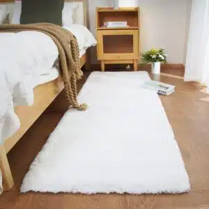 Ghouse Kurzflor-Teppich für Wohnzimmer und Schlafzimmer, 60 x 180 cm, Weiß