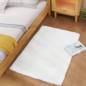 Ghouse Kurzflor-Teppich für Wohnzimmer und Schlafzimmer, 60 x 90 cm, Weiß